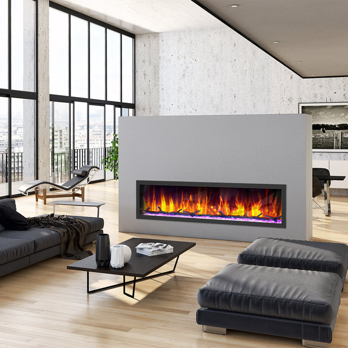 Dynasty Cascade Wall Mount Linear Electric Fireplace Smart Technology